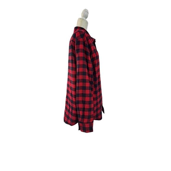 Lands' End Men's Large Buffalo Plaid Red Longs Sleeves Shirt Shacket Reversable - Picture 5 of 8